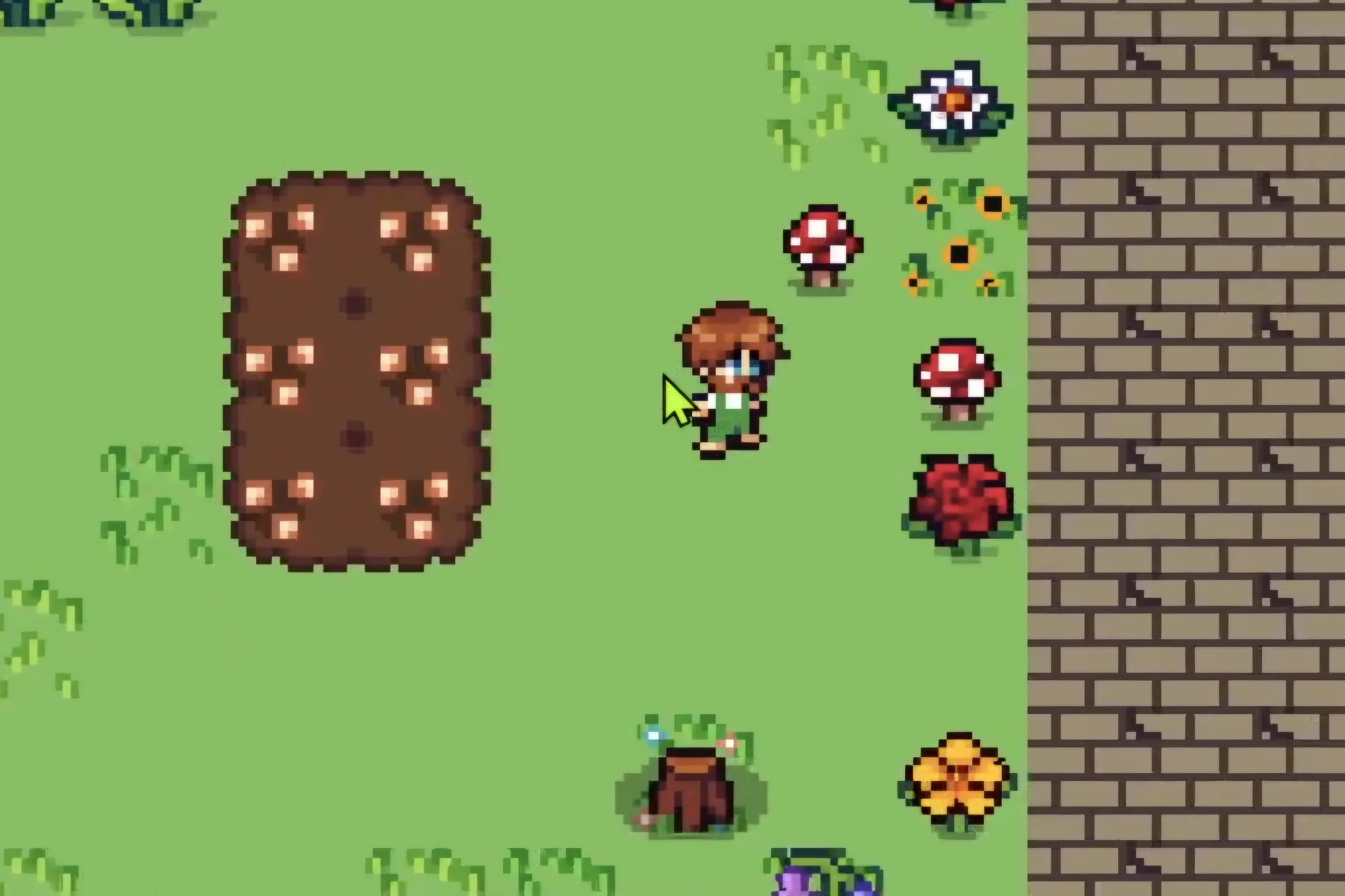 Iron Fallow gameplay: a farmer walking past a tilled field
